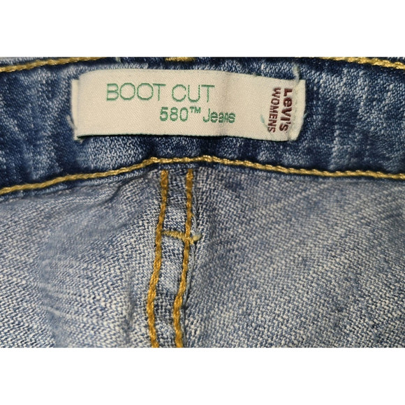 Levi’s 580 Bootcut Jeans Women’s 18W Short Blue Stretch Denim Plus Size - Picture 4 of 12